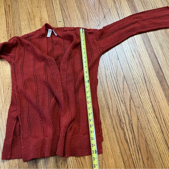 MEADOW RUE ANTHROPOLOGIE XS Rust Orange Crochet Knit Cardigan Sweater Jacket Top - Picture 5 of 9
